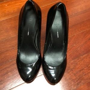 I N C black patent leather shoes